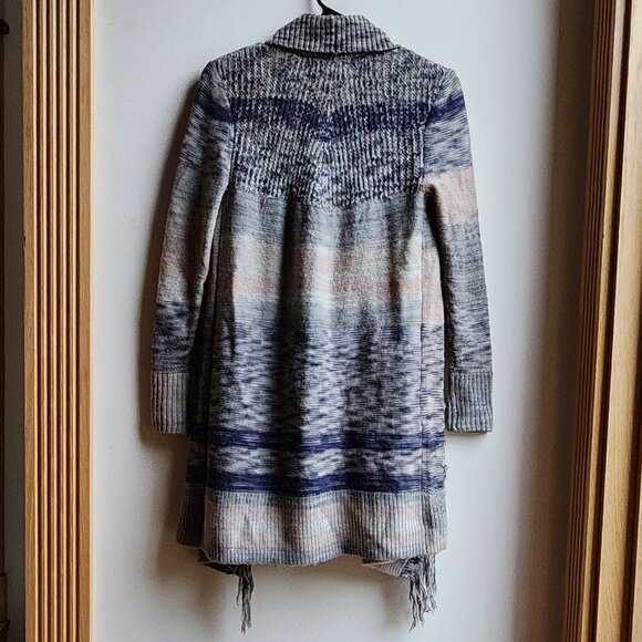 Knox Rose Tan/Brown Striped Open Cardigan With Fringe Size XS - Picture 14 of 14